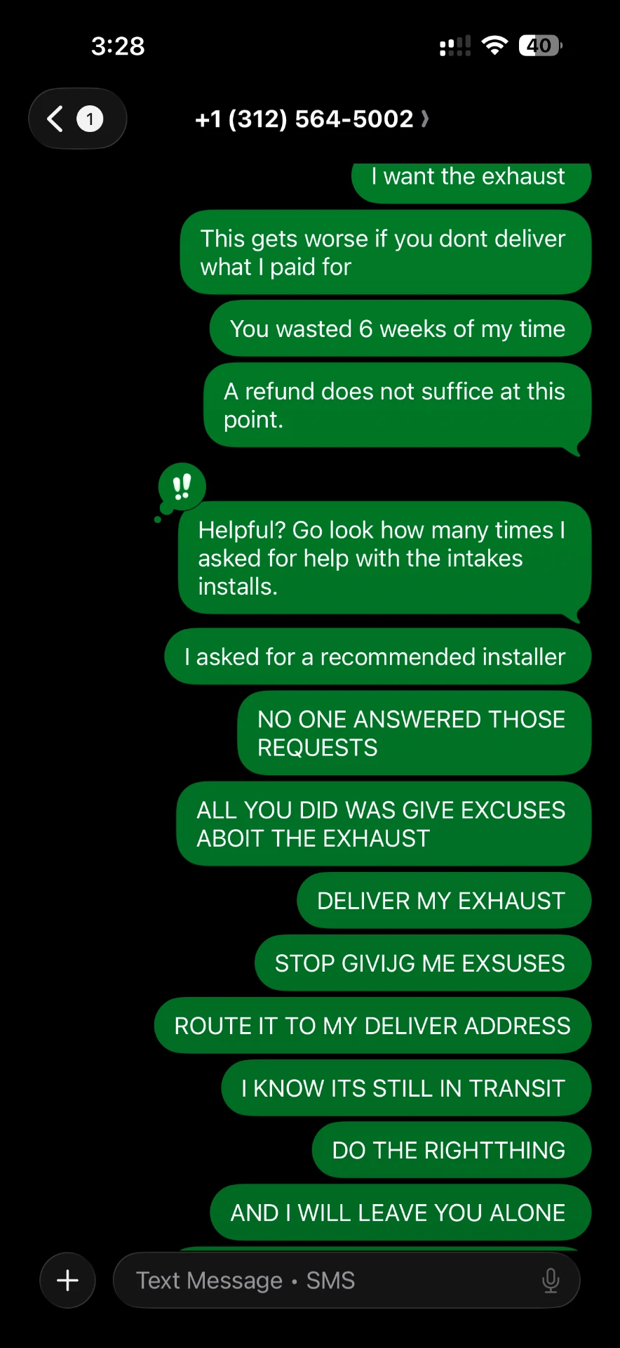 Customer reiterates that he wants the product, not a refund