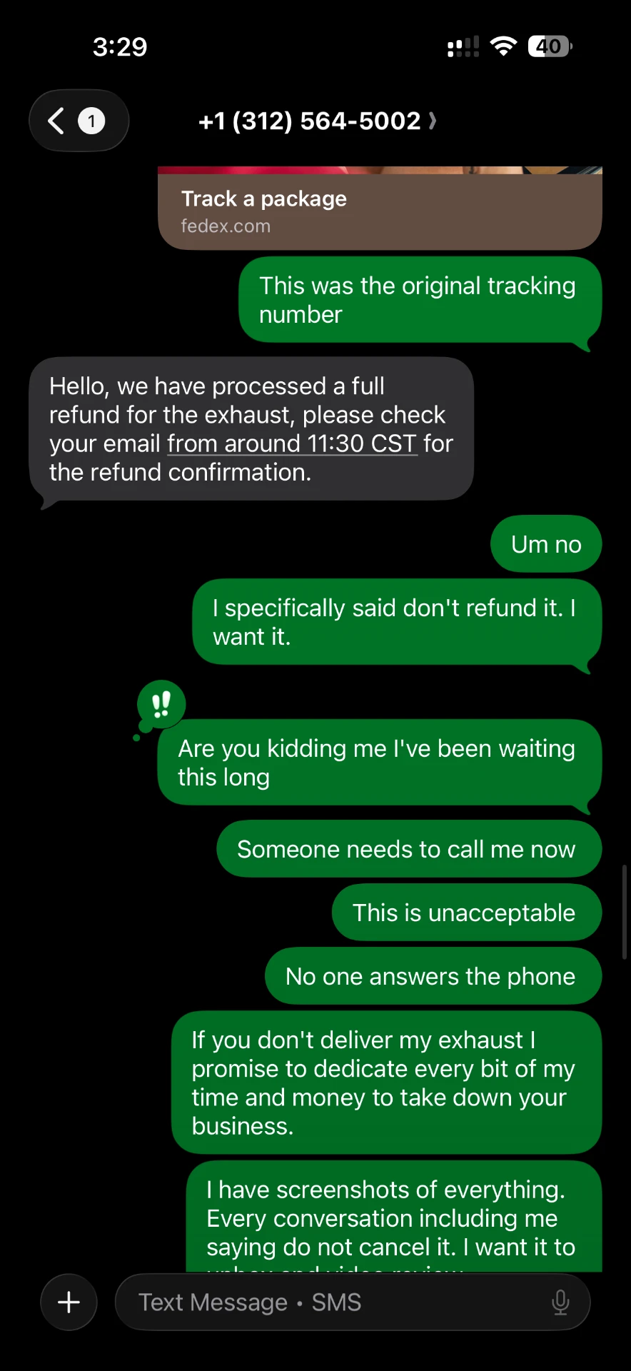 Company announces refund despite the customer's objection