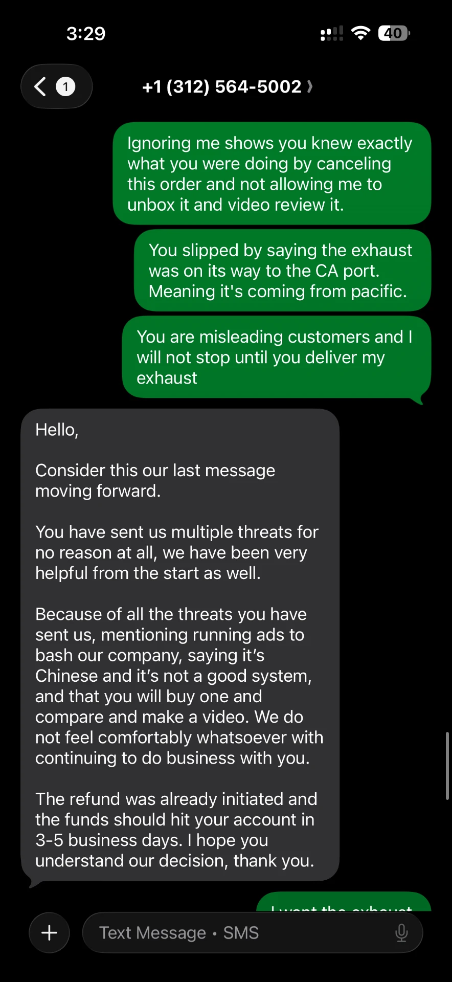 Company explains why it canceled the order